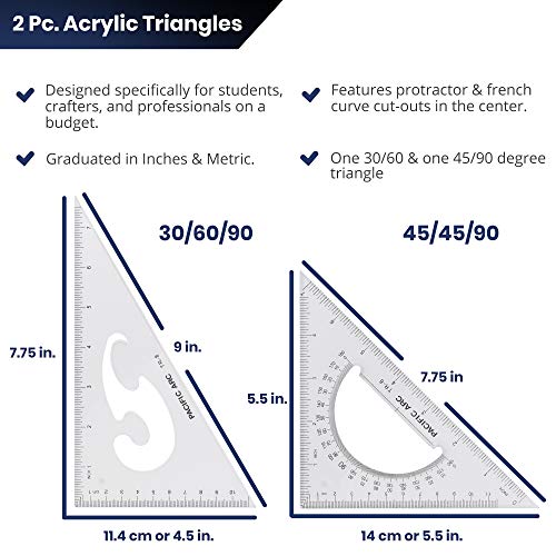 Pacific Arc Triangle Set 8 Inch 30/60 & 45/90 … - Image 2