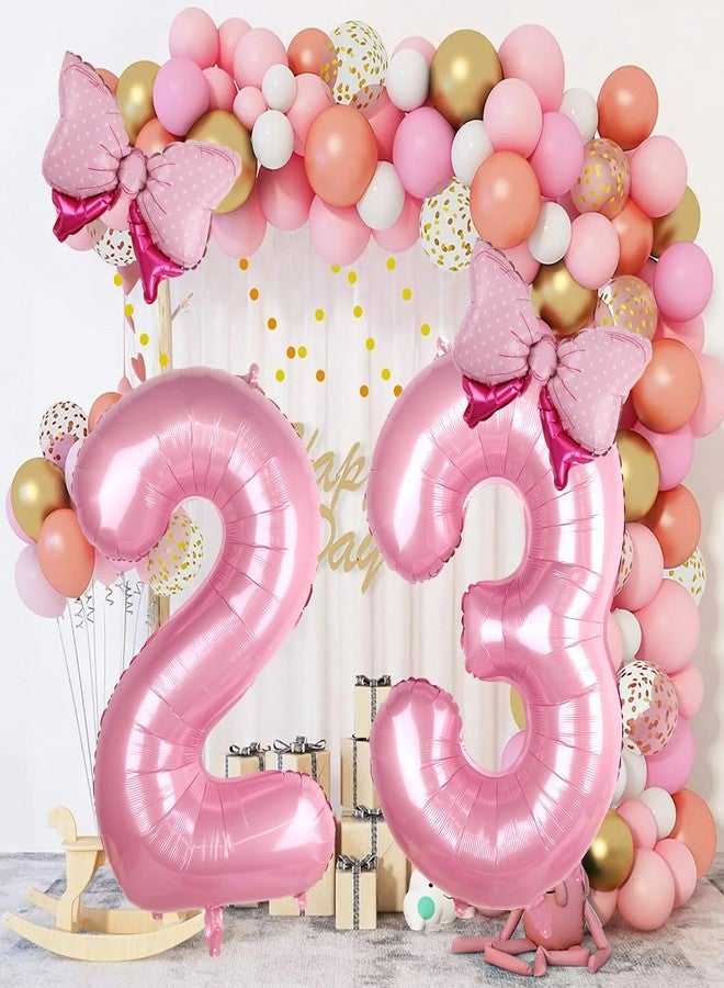 LEBERY Pink Bow Balloons 40 Inch Pink Number 3 Balloon Jumbo Number 3 Birthday Balloons for Girls, Mini Bowtie Foil Balloon for Princess Cowgirl Mouse Themed 3rd Birthday Baby Shower Decorations - Image 4