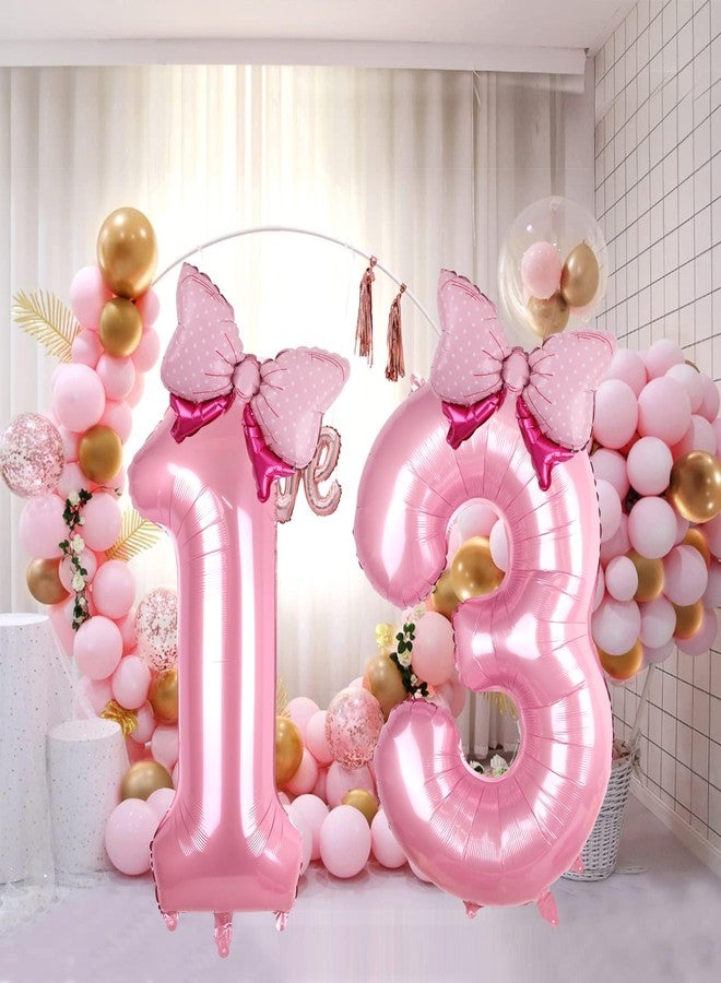 LEBERY Pink Bow Balloons 40 Inch Pink Number 3 Balloon Jumbo Number 3 Birthday Balloons for Girls, Mini Bowtie Foil Balloon for Princess Cowgirl Mouse Themed 3rd Birthday Baby Shower Decorations - Image 3