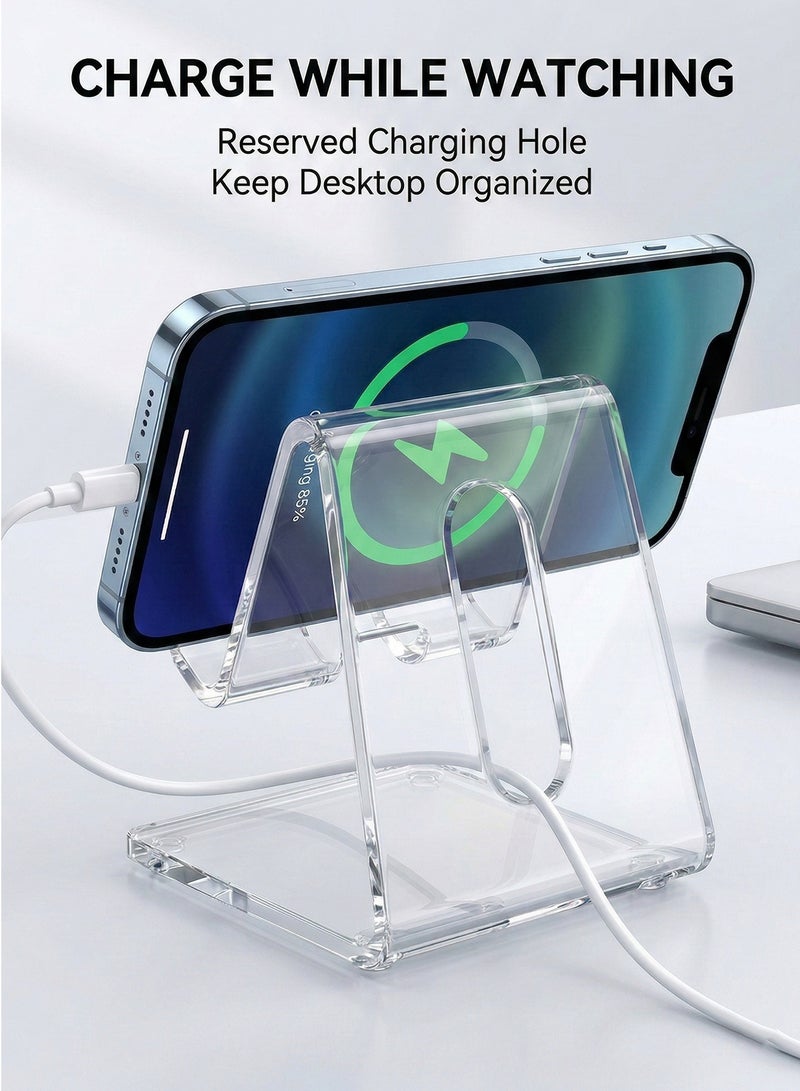 CIKE Transparent Phone Stand – Stable & Thickened Mobile Holder for Desk, Office & Home – Universal Clear Phone Holder Compatible with Phone 17 Pro Max Mini 11 Xr 8 Plus SE, Switch, Android Smartphone, Pad, Desk Accessories - Image 3