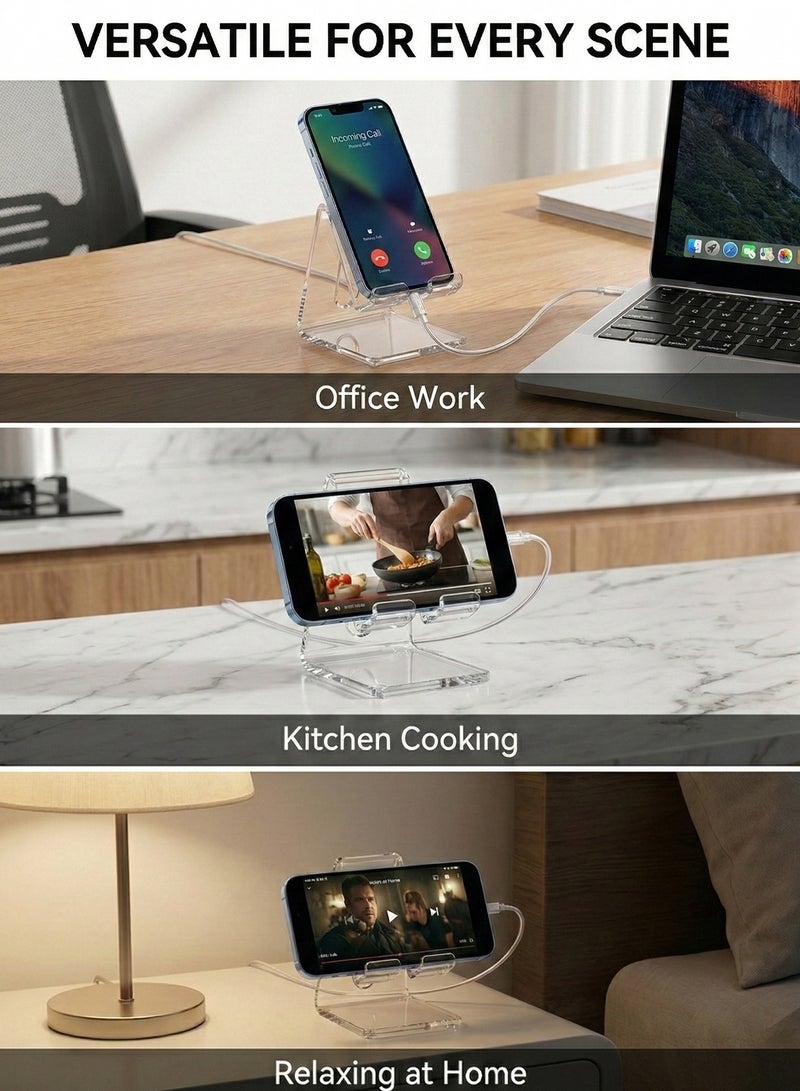 CIKE Transparent Phone Stand – Stable & Thickened Mobile Holder for Desk, Office & Home – Universal Clear Phone Holder Compatible with Phone 17 Pro Max Mini 11 Xr 8 Plus SE, Switch, Android Smartphone, Pad, Desk Accessories - Image 4