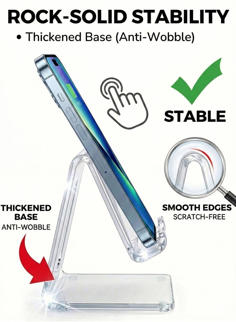 CIKE Transparent Phone Stand – Stable & Thickened Mobile Holder for Desk, Office & Home – Universal Clear Phone Holder Compatible with Phone 17 Pro Max Mini 11 Xr 8 Plus SE, Switch, Android Smartphone, Pad, Desk Accessories - Image 5
