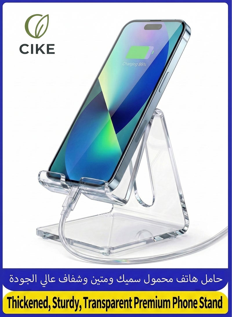 CIKE Transparent Phone Stand – Stable & Thickened Mobile Holder for Desk, Office & Home – Universal Clear Phone Holder Compatible with Phone 17 Pro Max Mini 11 Xr 8 Plus SE, Switch, Android Smartphone, Pad, Desk Accessories - Image 1