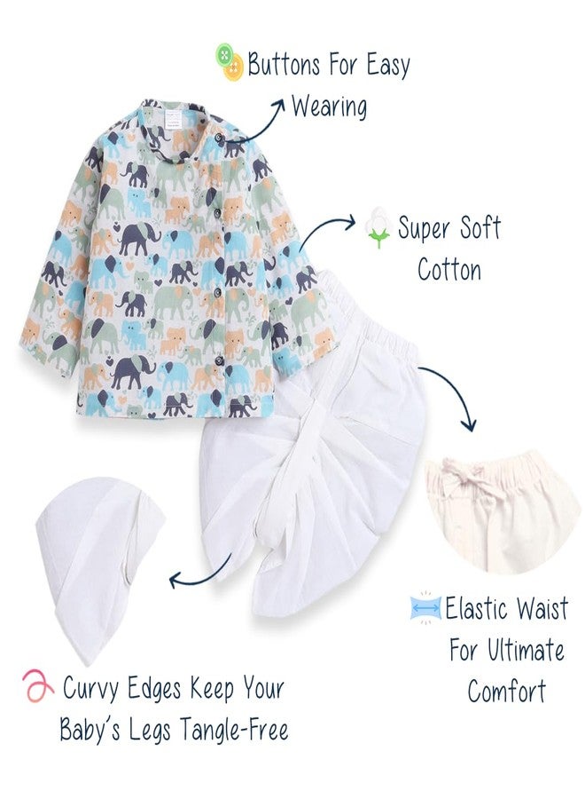 POLKA TOTS Elegant Traditional Dhoti Kurta Set for Baby Boys - Soft Cotton Ethnic Dress for Festivals - Comfortable Indian Outfit for Infants & Toddlers (Color: Multicolor, 12-18 M) - Image 2