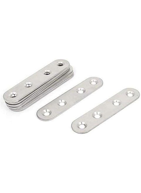 10 Pieces Flat Straight Brace Metal Joining Plates Connector,Flat Corner Brace Brackets Mending Plates Repair Fixing Joining, 4 Hole