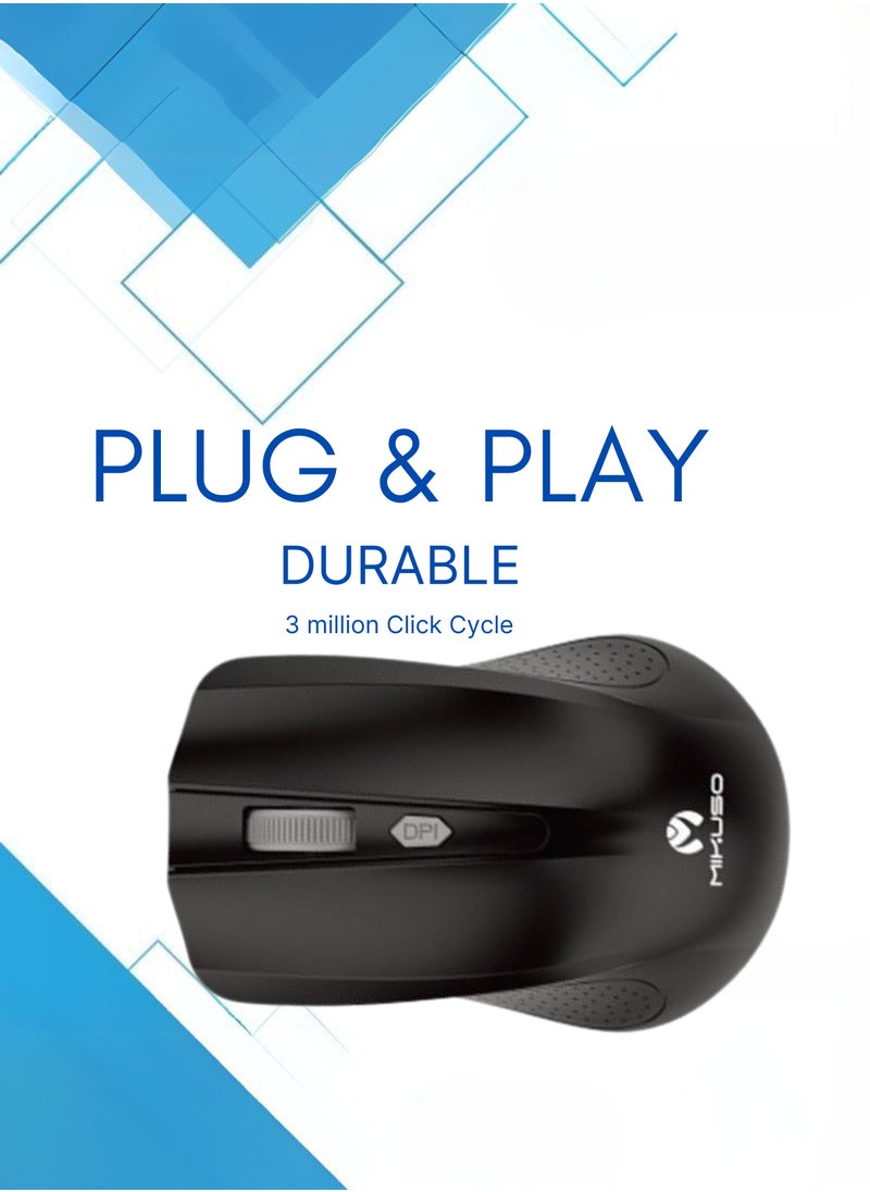 MIKUSO Wireless Mouse, Upgrade 2.4GHz Ergonomic Optical Mouse, 1600 DPI Max, 3 DPI Adjustable, 4 Buttons, USB Computer Mouse for Laptop, PC, Chromebook, Notebook, 10M Wireless Connection Mouse | Black  - Image 3