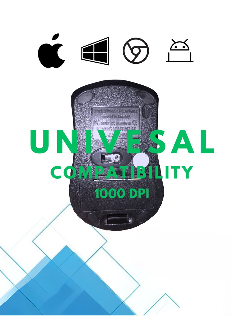 MIKUSO Wireless Mouse, Upgrade 2.4GHz Ergonomic Optical Mouse, 1600 DPI Max, 3 DPI Adjustable, 4 Buttons, USB Computer Mouse for Laptop, PC, Chromebook, Notebook, 10M Wireless Connection Mouse | Black  - Image 5