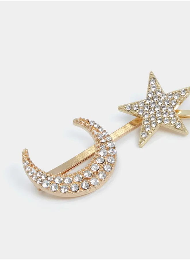 ستايلي Set of 2 - Moon and Star Hair Pin