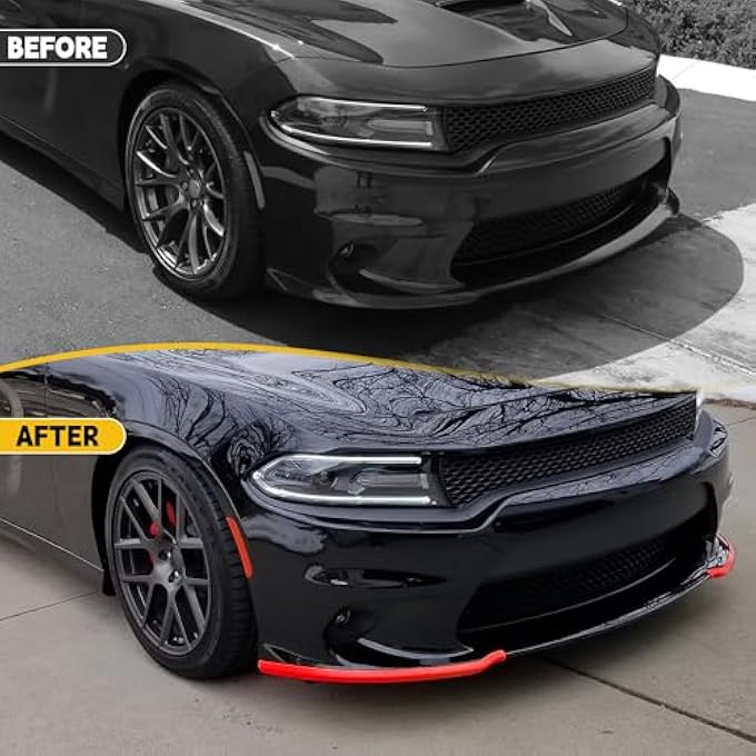 TENGBASE Front Splitter Spolier Charger, Front Lip Bumper for 2015-2023 2024 Charger Hellcat/SRT 392/Scat Pack/RT Scat Pack 2019-2023 2024 Charger GT/RT (Red) - Image 5