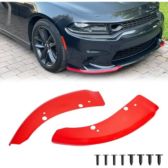 TENGBASE Front Splitter Spolier Charger, Front Lip Bumper for 2015-2023 2024 Charger Hellcat/SRT 392/Scat Pack/RT Scat Pack 2019-2023 2024 Charger GT/RT (Red) - Image 1