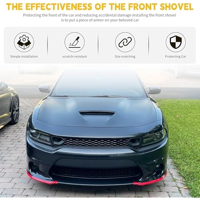 TENGBASE Front Splitter Spolier Charger, Front Lip Bumper for 2015-2023 2024 Charger Hellcat/SRT 392/Scat Pack/RT Scat Pack 2019-2023 2024 Charger GT/RT (Red) - Image 3