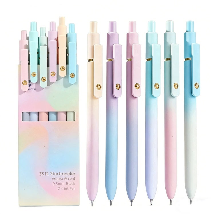 12 Pack gradient color 0.5mm fine head smooth writing gel pen student office hand account notes general pen - Image 1