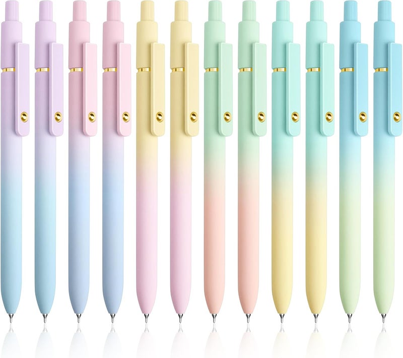 12 Pack gradient color 0.5mm fine head smooth writing gel pen student office hand account notes general pen - Image 3
