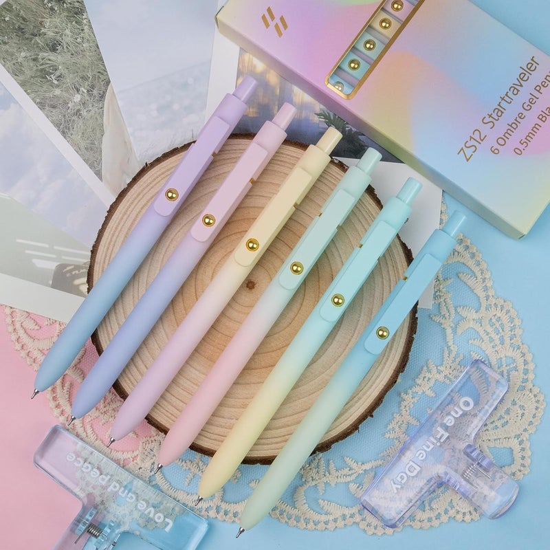 12 Pack gradient color 0.5mm fine head smooth writing gel pen student office hand account notes general pen - Image 2