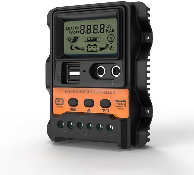 جايدشاي وحدة تحكم شحن شمسي، وحدة تحكم شحن PWM مع شاشة LCD 12V 24V 30A، وحدة تحكم شحن الألواح الشمسية، وحدة تحكم شحن شمسي PWM، مخرج USB مزدوج عالمي 5V - Image 1