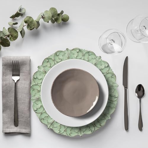Leemxiiny Green Charger Plates Set of 6, Decorative Table Plastic Chargers for Dinner Plates, Party, Wedding, Thanksgiving, Christmas, FD2GR - Image 2