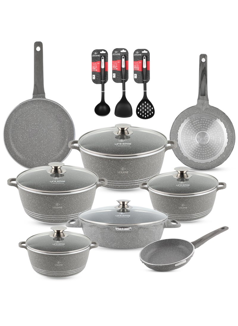 Cookware Set 16 pieces -Pots and Pans set Granite Non Stick Coating 100% PFOA FREE, Die Cast aluminum Cooking Set include Casseroles & Shallow Pot & Pancake Pan & Silicone Utensils - pzsku/ZCD98ECD69F8A30AC2104Z/45/_/1739789167/a6fdc99d-6ef4-4150-a0b0-13b8f25c0585