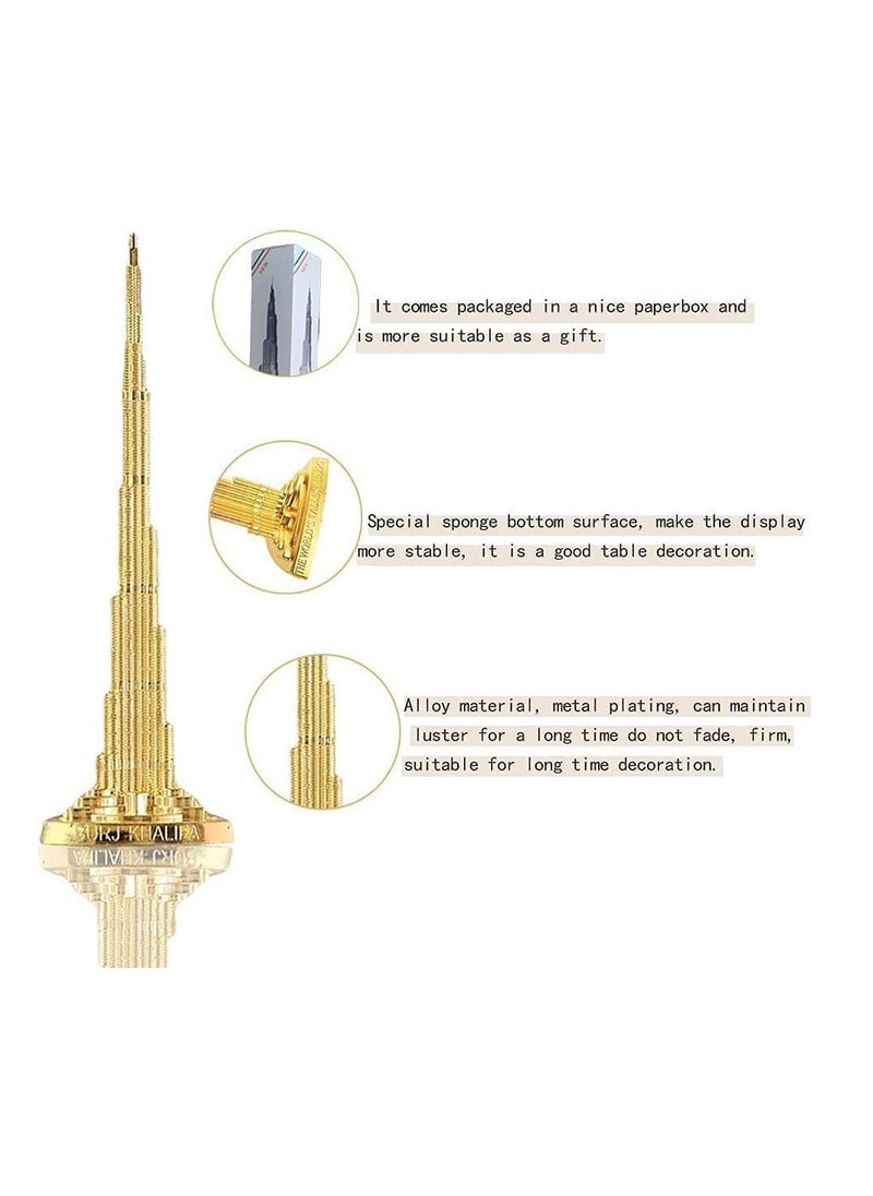 ECVV Burj Dubai Souvenir Burj Khalifa Architectural Model Decoration Gold Alloy Architectural Model Decoration Gift, 18cm  - Image 3