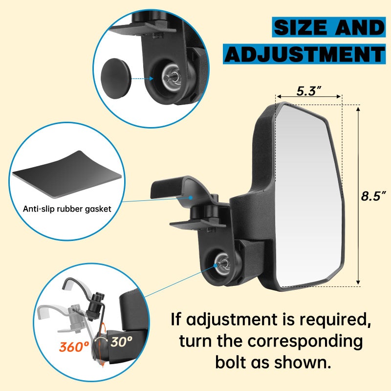 SHEJISI Ranger Side Mirrors,You No Longer Need to Adjust by Handï¼ŒInnovative Automatic Reset Function,New SHEJISI UTV Mirrors Compatible with Polaris Ranger General, Can Am Defender HD8 10, 2021-2025 Commander - Image 5