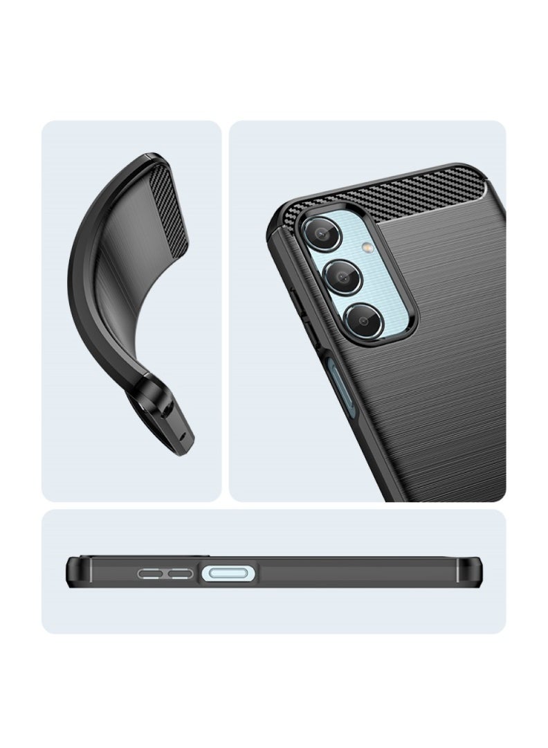 Samsung Galaxy M35 5G Case Cover – Rugged Shield Design with Brushed Carbon Fiber Texture, Shockproof TPU, Anti-Slip Grip, Slim and Lightweight Protection (Black) - Image 2
