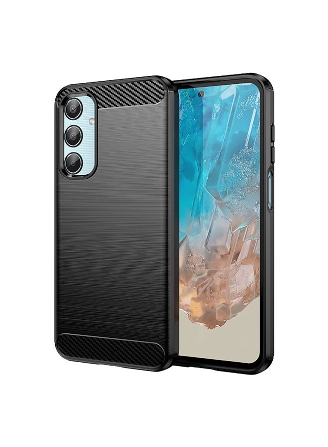 Samsung Galaxy M35 5G Case Cover – Rugged Shield Design with Brushed Carbon Fiber Texture, Shockproof TPU, Anti-Slip Grip, Slim and Lightweight Protection (Black) - Image 3