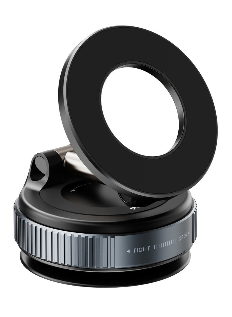 porodo Vacuseal Rotate-Lock MagSafe Mount with Strong Suction and Adjustable Viewing Angle / One-Hand Operation / Horizontal & Vertical / N52 Magnets - Black - Image 1