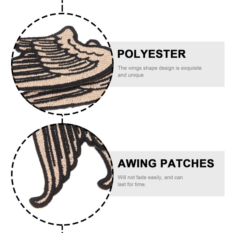 2 Pairs Embroidered Sew On Fabric Wing Patches For Clothing Jackets Backpacks Cartoon PU Leather Decorations - Image 4