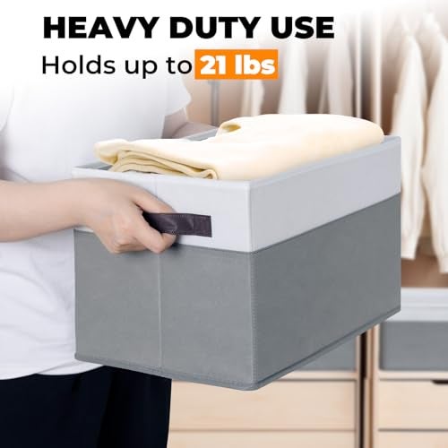 Criusia Large Closet Storage Baskets Bins with Lids 4 Pack, Storage Baskets for Organizing Shelves Nursery Bedroom, Home Dorm Closet Organizers Cubes for Clothes Toys Blanket - Stackable & Sturdy -14x10x9.5 - Image 5