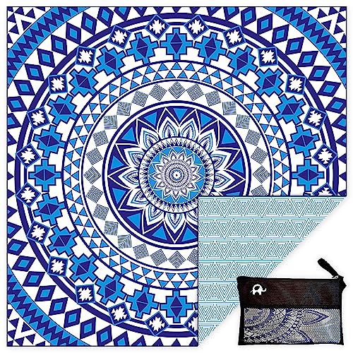 Elite Trend Elite Trend Microfiber Beach Towel for Adults with Bag  XXL 72x72 inch Lightweight Sand Free Quick Dry Towel for Travel Swimming Yoga Camping Blue Beauty 