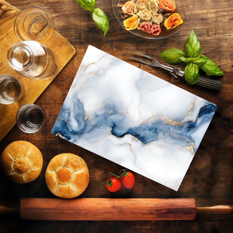 DAJDC White Blue Cloudy Agate Kitchen Glass Cutting Board Ocean Decorative Gift Granite Stone Rock Gift For Her Mom Wife (Agate) - Image 2
