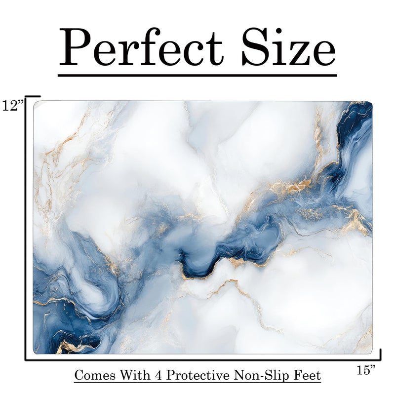 DAJDC White Blue Cloudy Agate Kitchen Glass Cutting Board Ocean Decorative Gift Granite Stone Rock Gift For Her Mom Wife (Agate) - Image 3