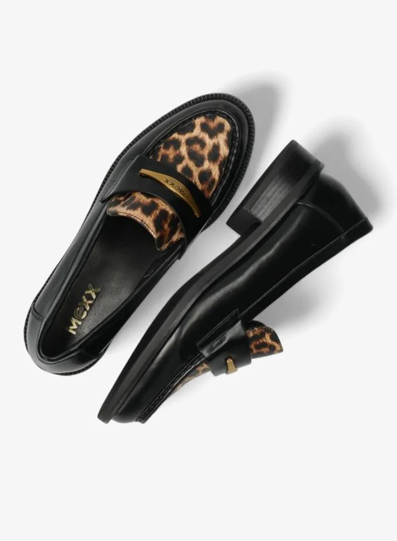 MEXX BLACK Animal Print Slip-On Loafers for Women | Best Price UAE