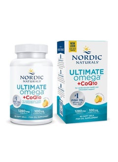 Ultimate Omega + CoQ10, Lemon - 120 Soft Gels - 1280 mg Omega-3 + 100 mg CoQ10 - Heart Health, Cellular Energy, Antioxidant Support - Non-GMO - 60 Servings