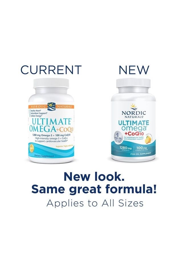 NORDIC NATURALS - Ultimate Omega + CoQ10, Lemon - 120 Soft Gels - 1280 mg Omega-3 + 100 mg CoQ10 - Heart Health, Cellular Energy, Antioxidant Support - Non-GMO - 60 Servings - Image 1