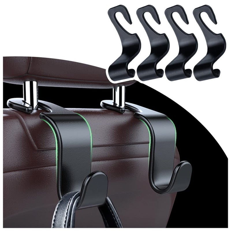 NHHC Car Accessories Muilty-Purpose Car Seat Headrest Hook,Universal Car Organizers and Storage for Handbags,Backpacks,Umbrellas,or Phone Holder (Black-4pcs)