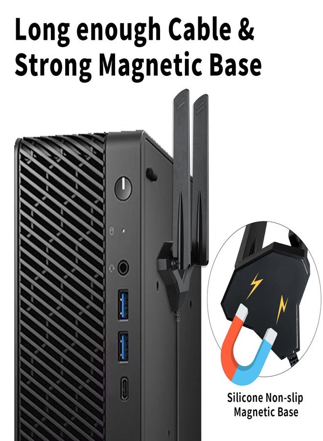eifagur WiFi 6 6E Tri-Band 2.4GHz 5 GHz 6GHz Magnetic Base RP-SMA Antenna Boosts Signal for PC Desktop Computer Bluetooth Card WiFi 6E Card Gaming Motherboard - Image 4