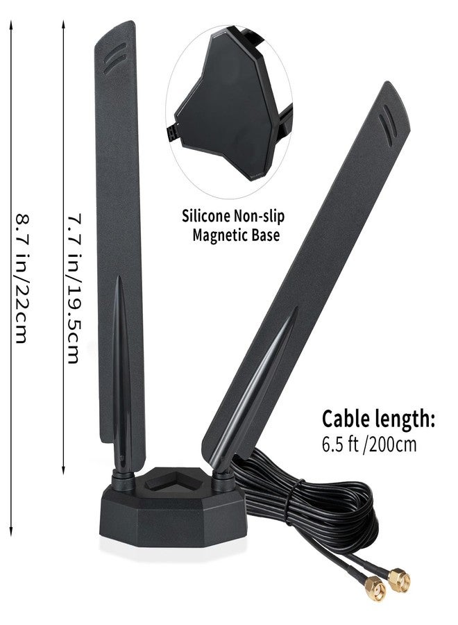 eifagur WiFi 6 6E Tri-Band 2.4GHz 5 GHz 6GHz Magnetic Base RP-SMA Antenna Boosts Signal for PC Desktop Computer Bluetooth Card WiFi 6E Card Gaming Motherboard - Image 2