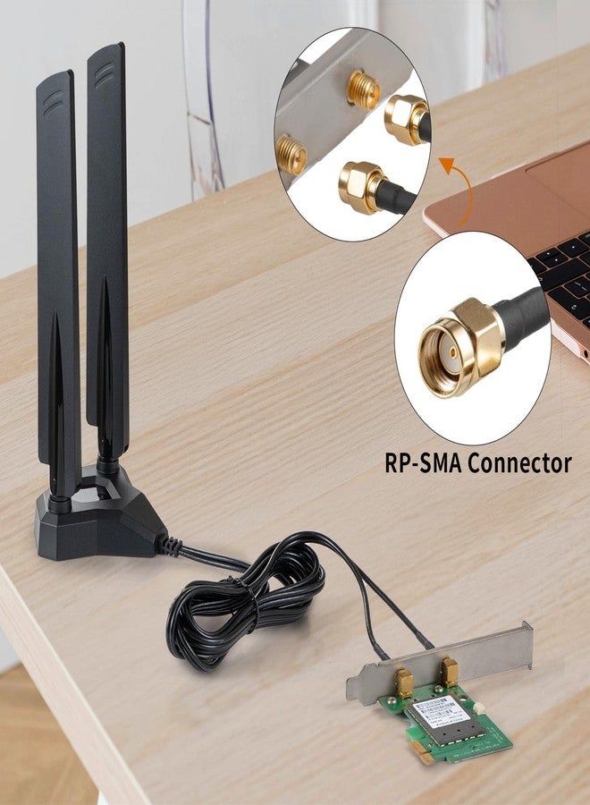 eifagur WiFi 6 6E Tri-Band 2.4GHz 5 GHz 6GHz Magnetic Base RP-SMA Antenna Boosts Signal for PC Desktop Computer Bluetooth Card WiFi 6E Card Gaming Motherboard - Image 5