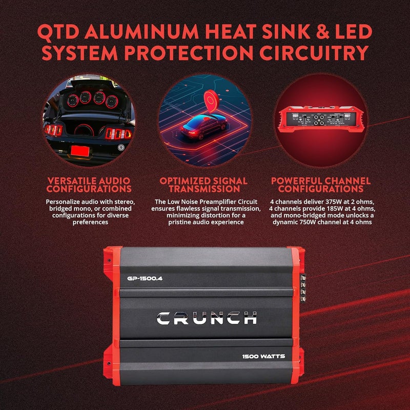 Crunch Ground Pounder GP-1500.4 1500 Watt 4 Channel Amplifier - Image 3