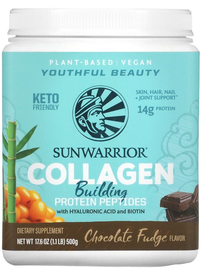 Sunwarrior Collagen Building Protein Peptides Chocolate Fudge 1.1 lb (500 g) 