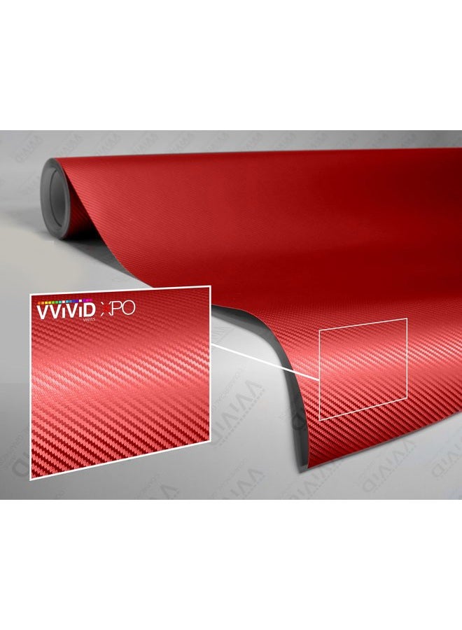 VViViD Dry Red Carbon Fibre High Gloss Vinyl Wrap Twill Weave Adhesive Film 12 Inches x 24 Inches Roll Air Release Decal Sheet - Image 4