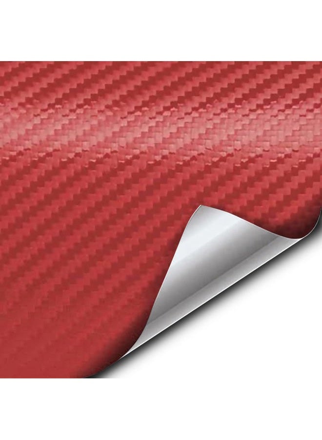 VViViD Dry Red Carbon Fibre High Gloss Vinyl Wrap Twill Weave Adhesive Film 12 Inches x 24 Inches Roll Air Release Decal Sheet - Image 1