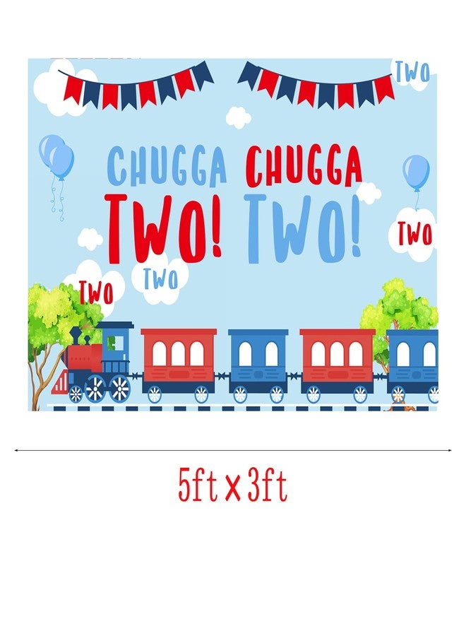 BEOXAGAR Train 2nd Birthday Supplies - Chugga Chugga Two Two Party Decorations for 2 Years Old Boys - Image 2