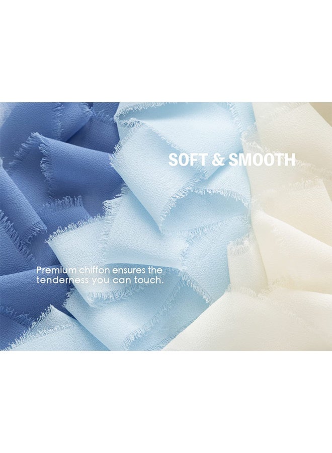 RESONIX 3 Rolls Handmade Chiffon Silk Ribbon Set – 1.5" x 21 Yards Frayed Edge Ribbon (Dusty Blue & Baby Blue) for Wedding Invitations, Bridal Bouquets, Gift Wrapping & DIY Crafts - Image 3