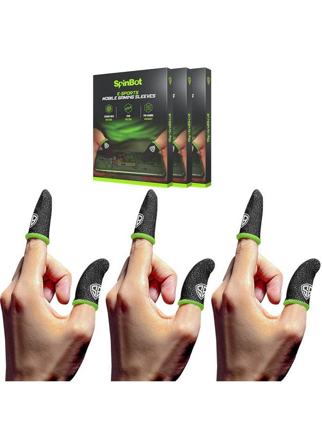 SpinBot Thumb & Finger Sleeve for Mobile Game (6 Pieces), Pubg,Cod,Freefire -with Metal Carry Box-Pack of 3 Pair- Black - Image 1
