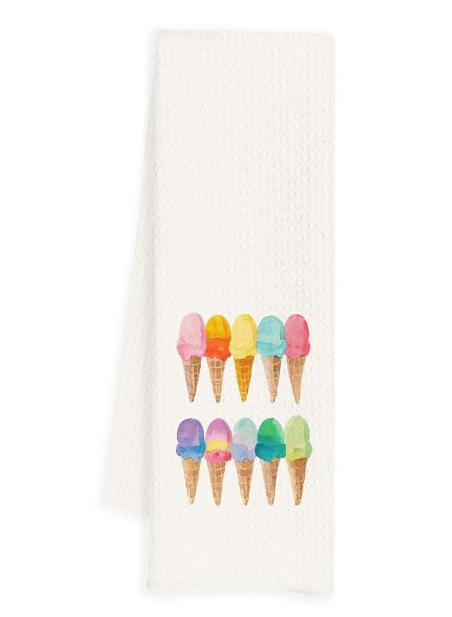 INDAJEDN Cute Ice Cream Gifts Hand Towel, Ice Cream Cone Hand Towel for Kitchen Bar Decor, Summer Kid Gust Bathroom Decor, 16x24 Inch - Image 1