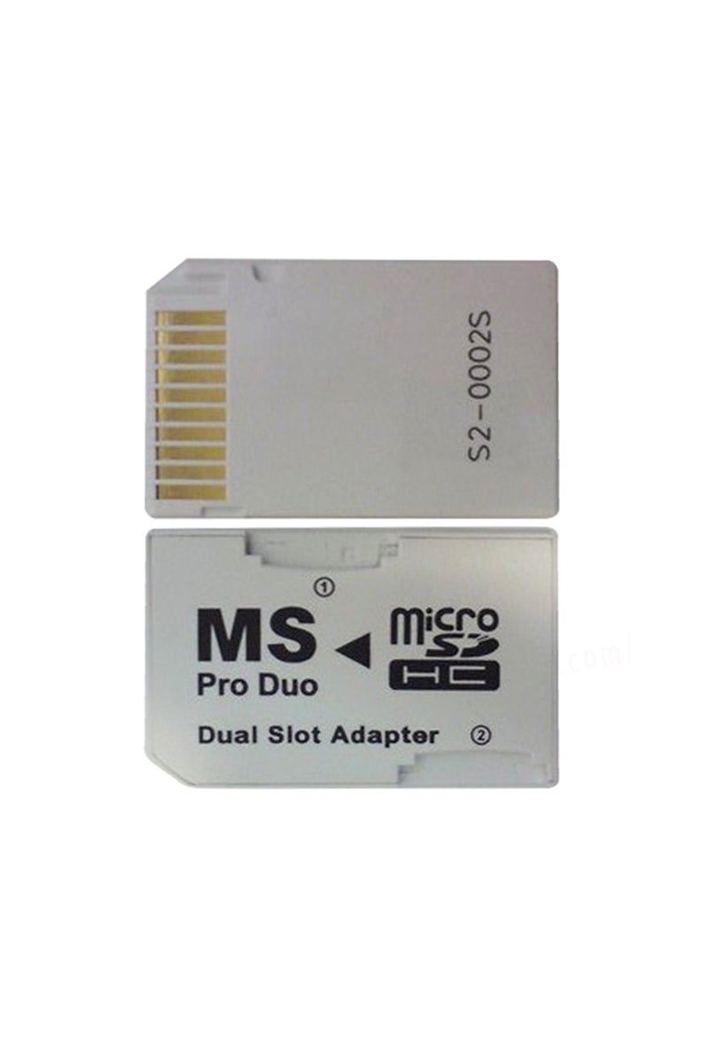محول قراءة بطاقات الذاكرة الصغيرة ثنائي الفتحات من نوع Micro SD/TF إلى Memory Stick Pro Duo باللون الأبيض لجهاز PSP1000 200
