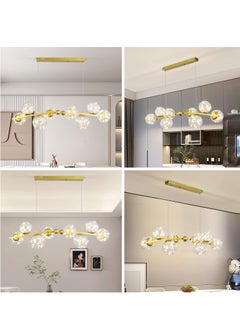 YATAI LIGHTING LED Nordic Gypsophila Chandelier,Modern Nordic Gold LED Chandelier Clear Glass Ball Long Pendant Lamp For Dining Room Bar Restaurant Coffee Shop Office Hanging Light,48W  - Image 2