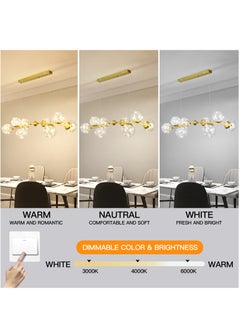 YATAI LIGHTING LED Nordic Gypsophila Chandelier,Modern Nordic Gold LED Chandelier Clear Glass Ball Long Pendant Lamp For Dining Room Bar Restaurant Coffee Shop Office Hanging Light,48W  - Image 3