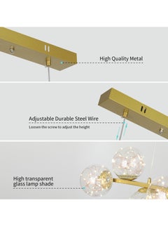 YATAI LIGHTING LED Nordic Gypsophila Chandelier,Modern Nordic Gold LED Chandelier Clear Glass Ball Long Pendant Lamp For Dining Room Bar Restaurant Coffee Shop Office Hanging Light,48W  - Image 5